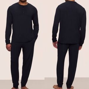 Eberjey Men's Henry Modal Pajama Set Black Medium